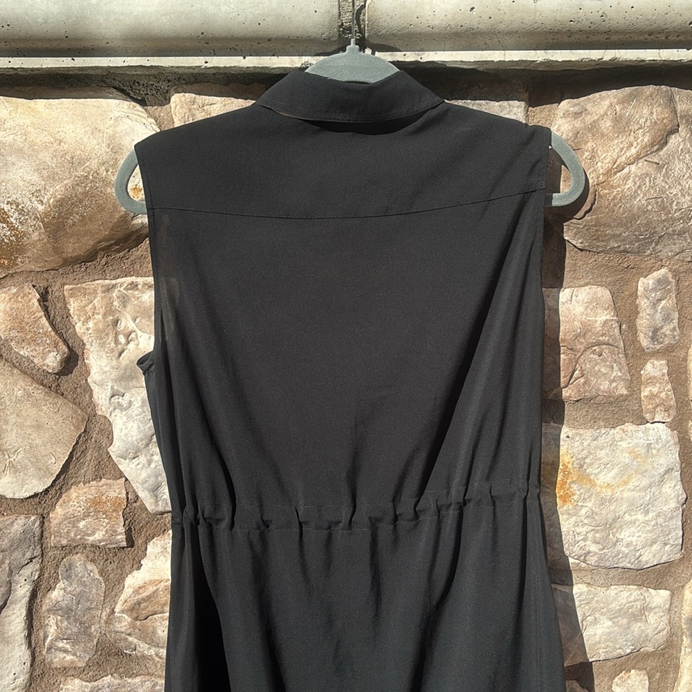 Calvin Klein Black Button Down Dress Sleeveless Gold Buttons Size 10 - Picture 6 of 9